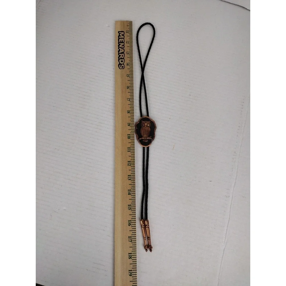 Vintage Solid Copper OWL Bolo Tie Native American Indian Style Rockabilly GPA
